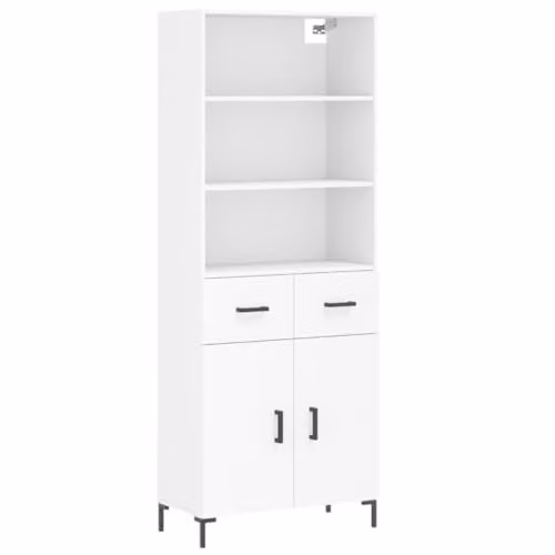 vidaXL Modern White Highboard with Hinged Doors and Internal Shelves, W/D/H: 69.5 x 34.0 x 180.0 cm – 1