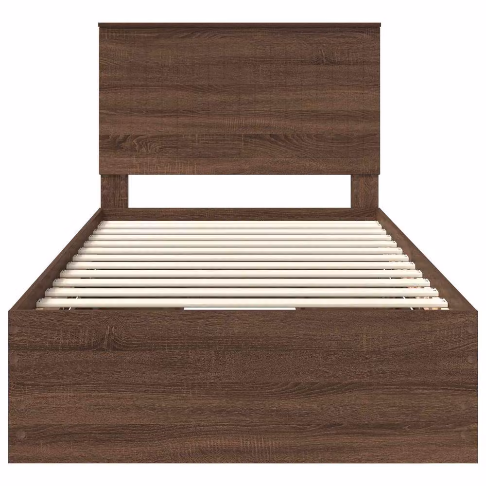 Berkfield Home Modern Bed Frame with Drawers in Brown Oak, W/D/H: 100 x 200 cm – 4
