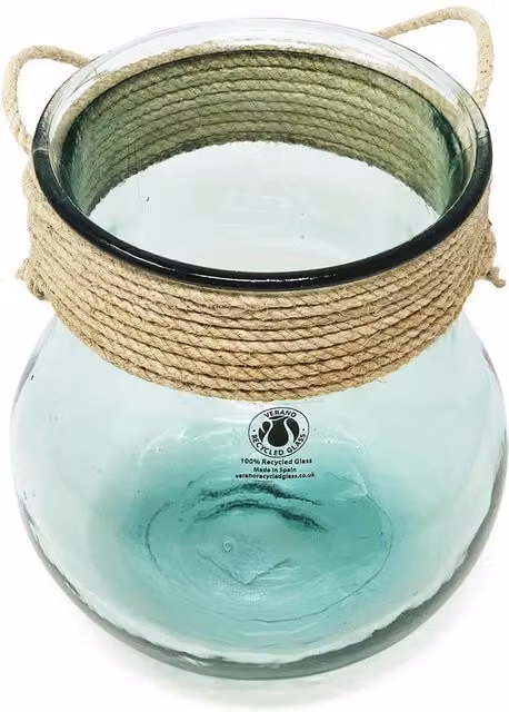 Verano Spanish Ceramics Decorative Hanging Glass Jar in Transparent, Height: 20 cm – 1