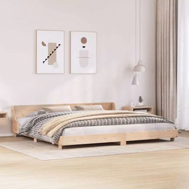 Berkfield Home Rustic Solid Wood Pine Bed Frame in Brown, 200 x 200 cm – 1