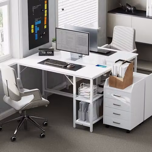 HOMCOM High Gloss Computer Desk with Reversible Board in White, W: 120 cm, D: 60 cm, H: 75 cm – 6