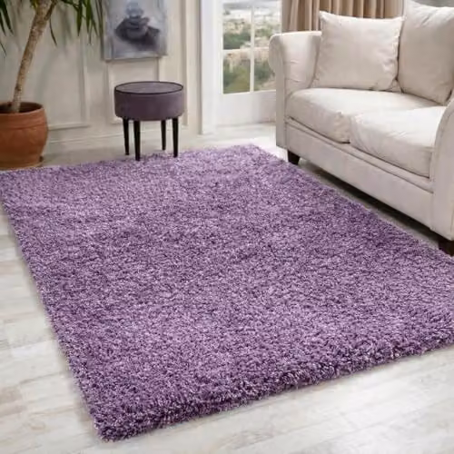 Serdim Rugs Lilac Plain Modern Shaggy Area Rug, W: 200 cm, D: 290 cm – 1