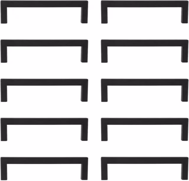NESTLUNE 10 Pack Matt Black Stainless Steel Bar Kitchen Cabinet Handles – 1