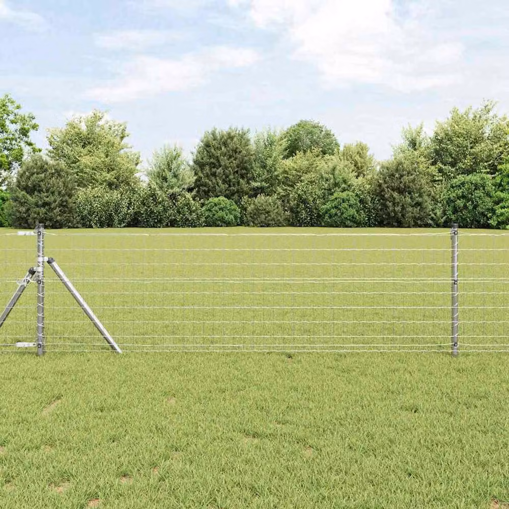Berkfield Home Euro Fence Galvanised Steel Round Mesh in Silver, W: 0.6 m, L: 10 m – 2
