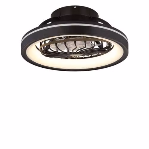 Netlighting Globo Lighting Modern Ceiling Fan in Black with RGBW LED, Dimmable Remote Control and Timer, Diameter: 48 cm