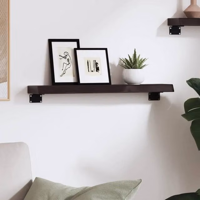 Berkfield Home Wall Mounted Oak Wood Shelf in Dark Grey, W/D/H: 60 x 10 x 4 cm – 1