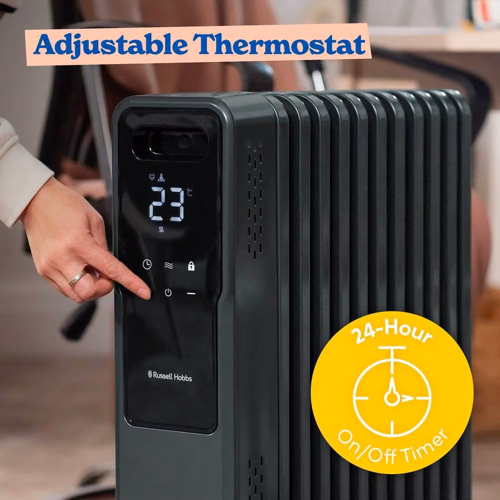 Russell Hobbs 2500W 11 Fin Oil Filled Radiator Black RHOFR2500-M-D – 7