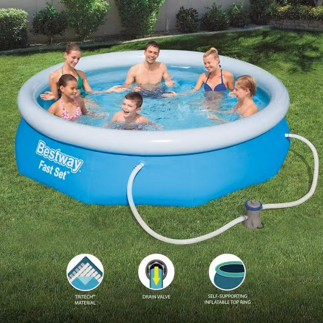Bestway Fast Set Inflatable Round Water Paddling Pool in Blue