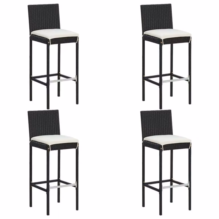 Berkfield Home 5 Piece Poly Rattan Garden Bar Set with Cushions in Black