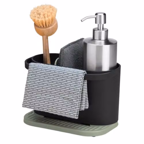 ReBorn Recycled Plastic Kitchen Sink Tidy in Sage Green and Charcoal Grey – 5