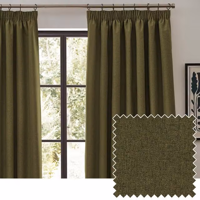Make It A Home Green Thermal Insulating Blackout Pencil Pleat Curtains, Height: 229 cm