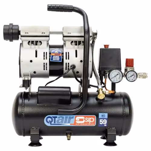 SIP QT Air Compressor Ultra Low Noise Oil-Free Direct Drive, Black, 6L, 550W, 9 Bar – 2