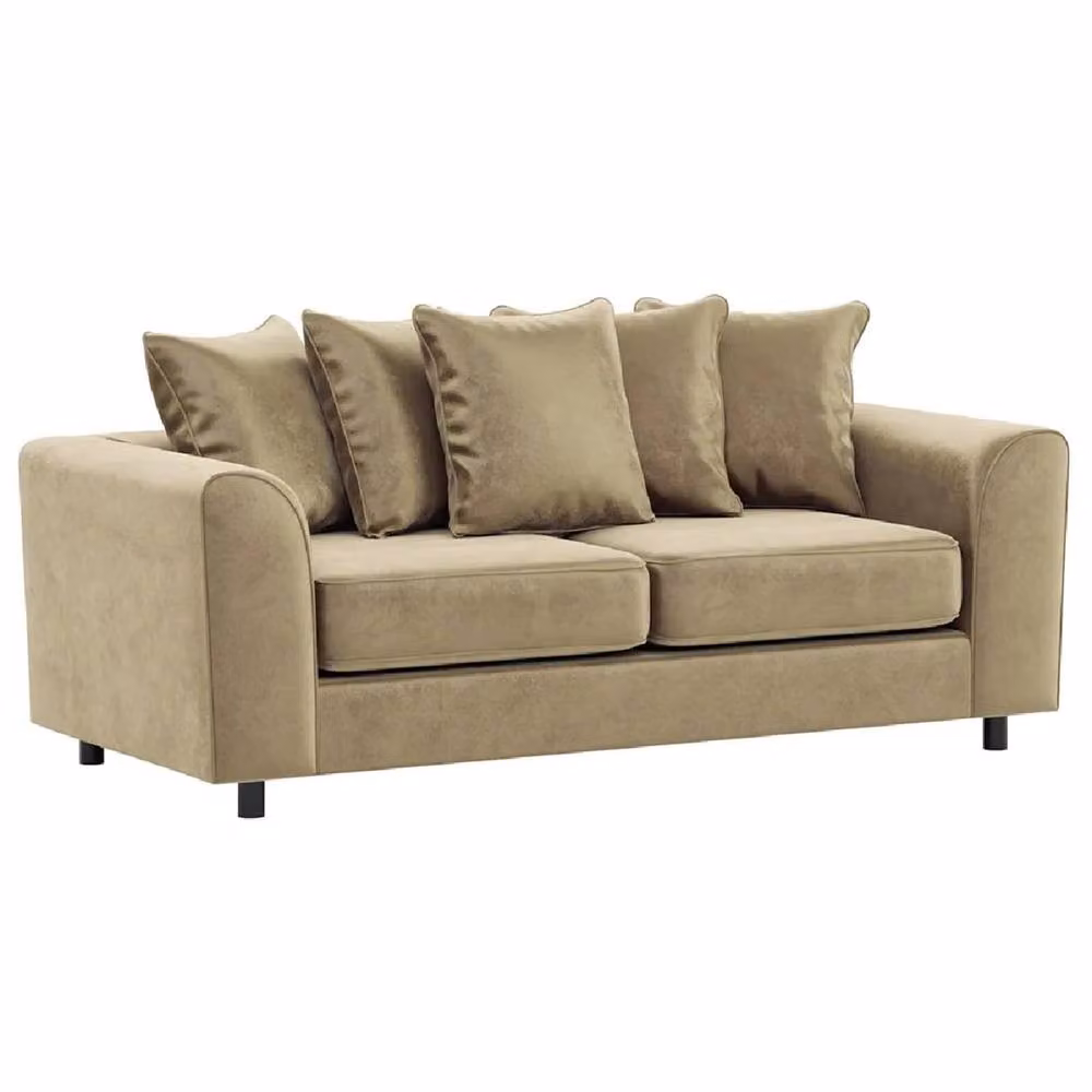 Furnishings For Less UK Brooklyn Plush Velvet and Foam Fabric Sofa Set, 3 and 2 Seater, Beige – 2