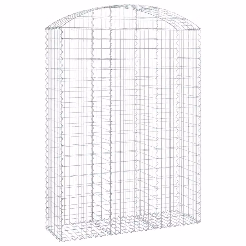 Berkfield Home Arched Gabion Basket in Silver Galvanised Steel, W: 150 cm, D: 50 cm, H: 200-220 cm