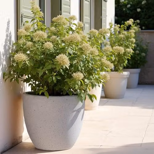 IDEALIST Set of 3 Speckled Grey Reinforced Stone Round Outdoor Plant Pots, 40cm, 45l – 8