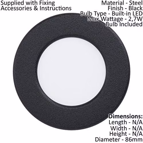 Loops 2 Pack Black Round LED Flush Downlight for Wall or Ceiling Recessed Lighting – 2