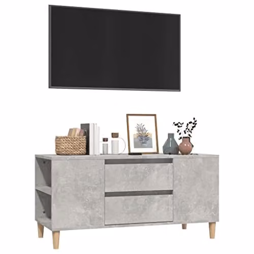 vidaXL Revera Modern TV Cabinet in Grey MDF, W/D/H: 102 x 44.5 x 50 cm – 3