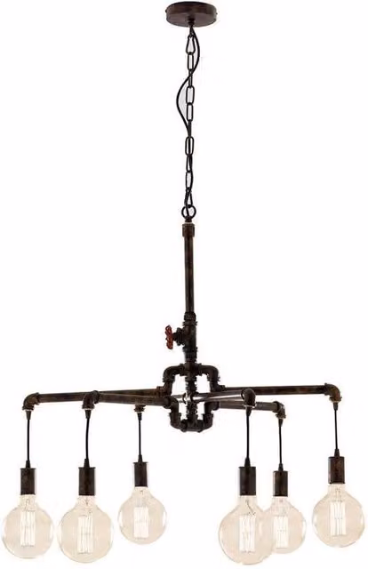 Netlighting AMARCORD Industrial 6 Light Pendant Ceiling Light in Brown, W: 71 cm, D: 58 cm