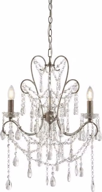 Loops Silver Aged Ceiling Chandelier with 3 Transparent Glass Bulbs – 1
