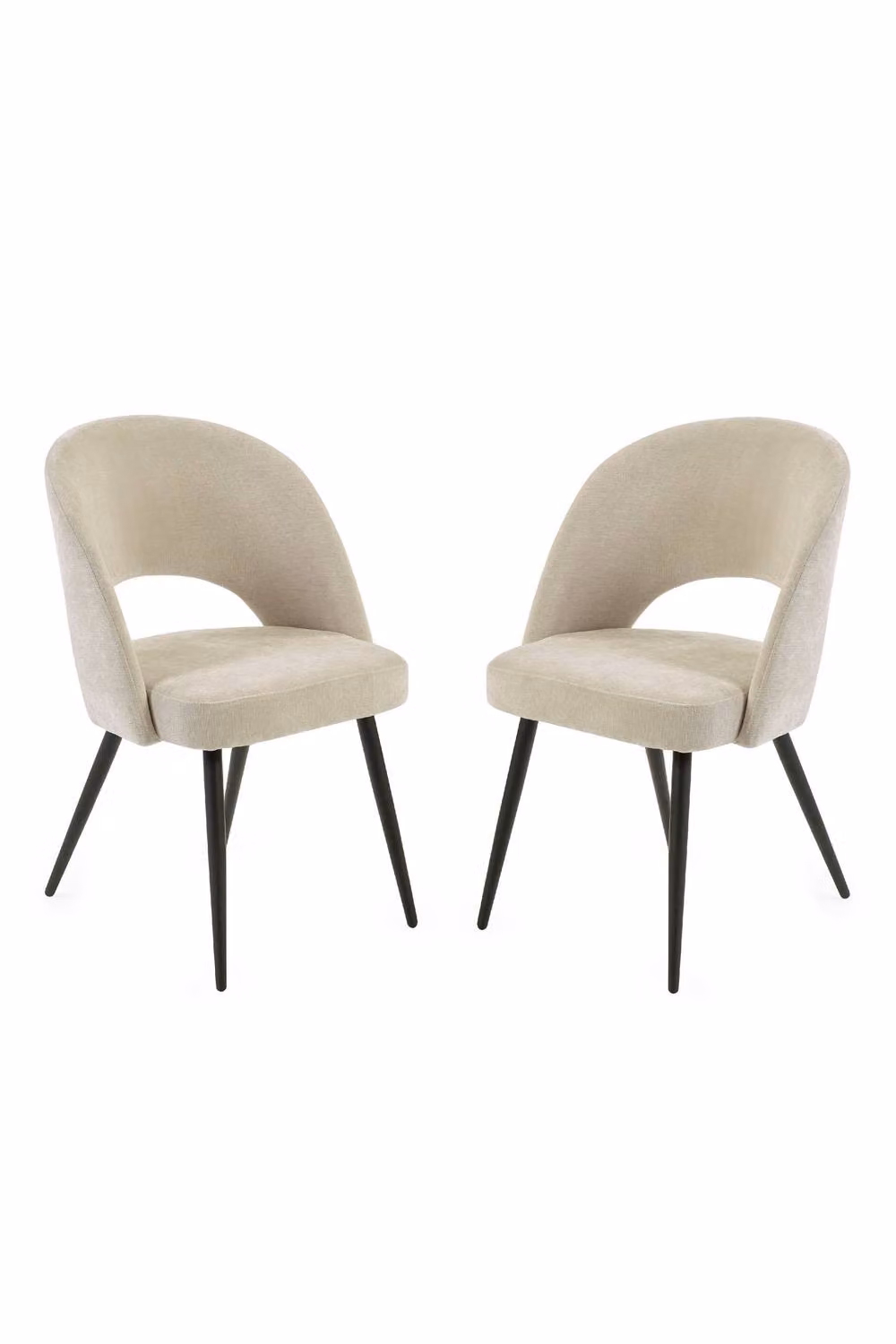 Julian Bowen Ella Set of 2 Beige Fabric Upholstered Dining Chairs – 3
