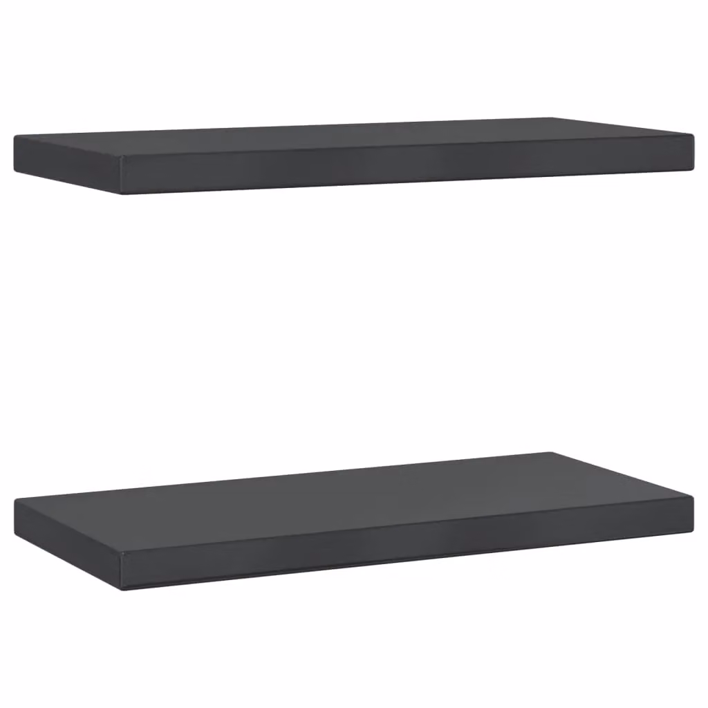 Berkfield Home Set of 2 Black Matt Stainless Steel Wall Mounted Shelves, W/D/H: 50 x 23.5 x 3 cm – 2