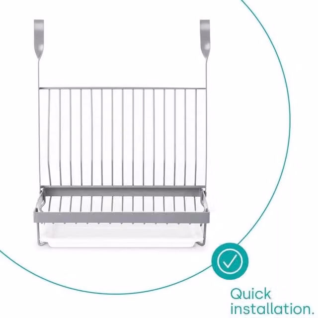 EONLION Grey Hanging Dish Rack with Drip Tray and Foldable Steel Design, Width: 100 cm – 1