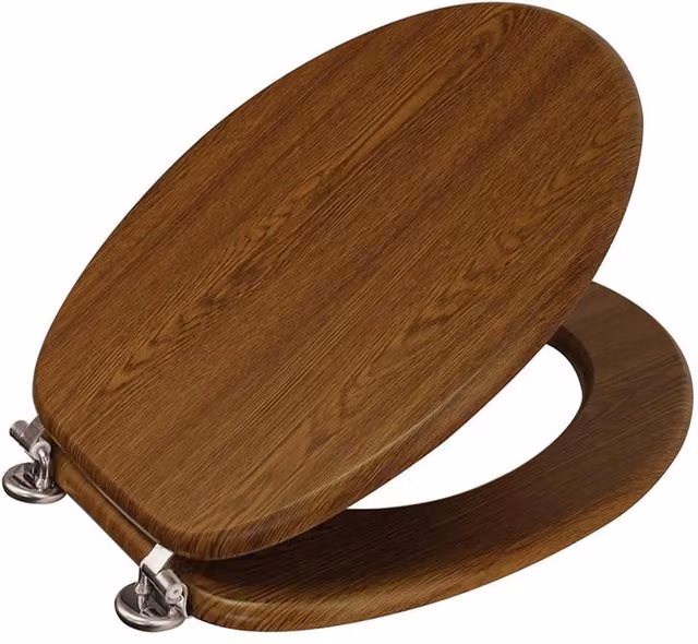 Showerdrape Oxford Mahogany Wooden Toilet Seat in Brown