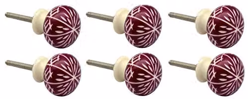 Nicola Spring Polished Resin Cabinet Knobs, Pack of 6, Purple and Red – 1