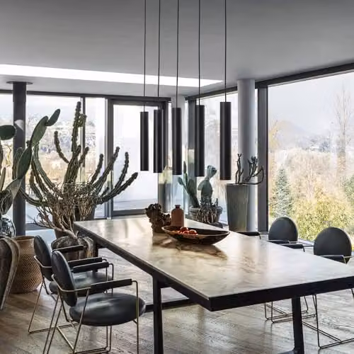 Ideal Lux Look Slim Cylinder Ceiling Pendant Light in Black with GU10 Socket – 2