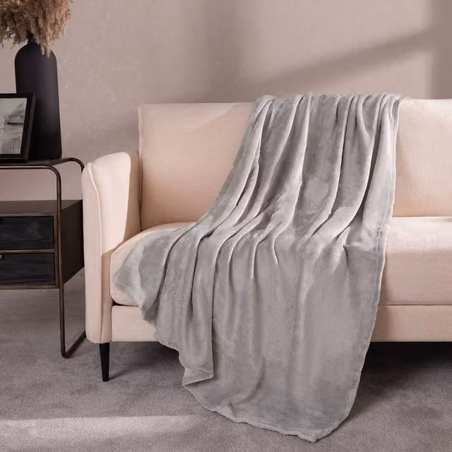 OHS Grey Fluffy Fleece Throw Blanket, W/D/H: 150 x 200 cm – 2