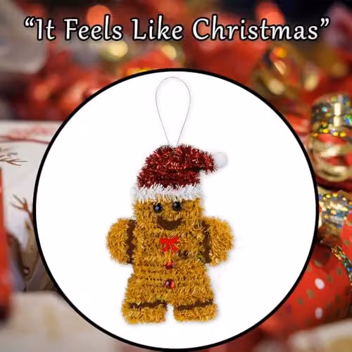 VFM e-Store Gingerbread Man Christmas Tinsel Decoration, Brown, H: 16 cm, W: 11 cm – 6