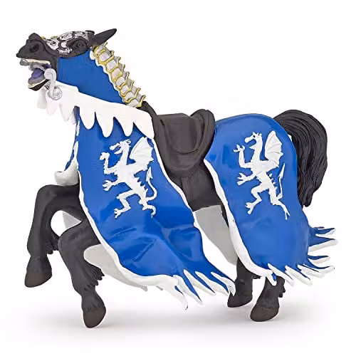 Papo Realistic Horse of the Blue Dragon King Figure, Blue and Multicolour Fantasy and Medieval Collection Animal Toy