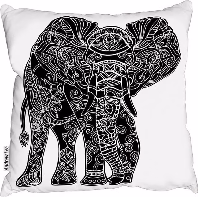 Andrew Lee Elephant Silhouette Square Cushion, White, W/D/H: 60 x 60 x 1 cm