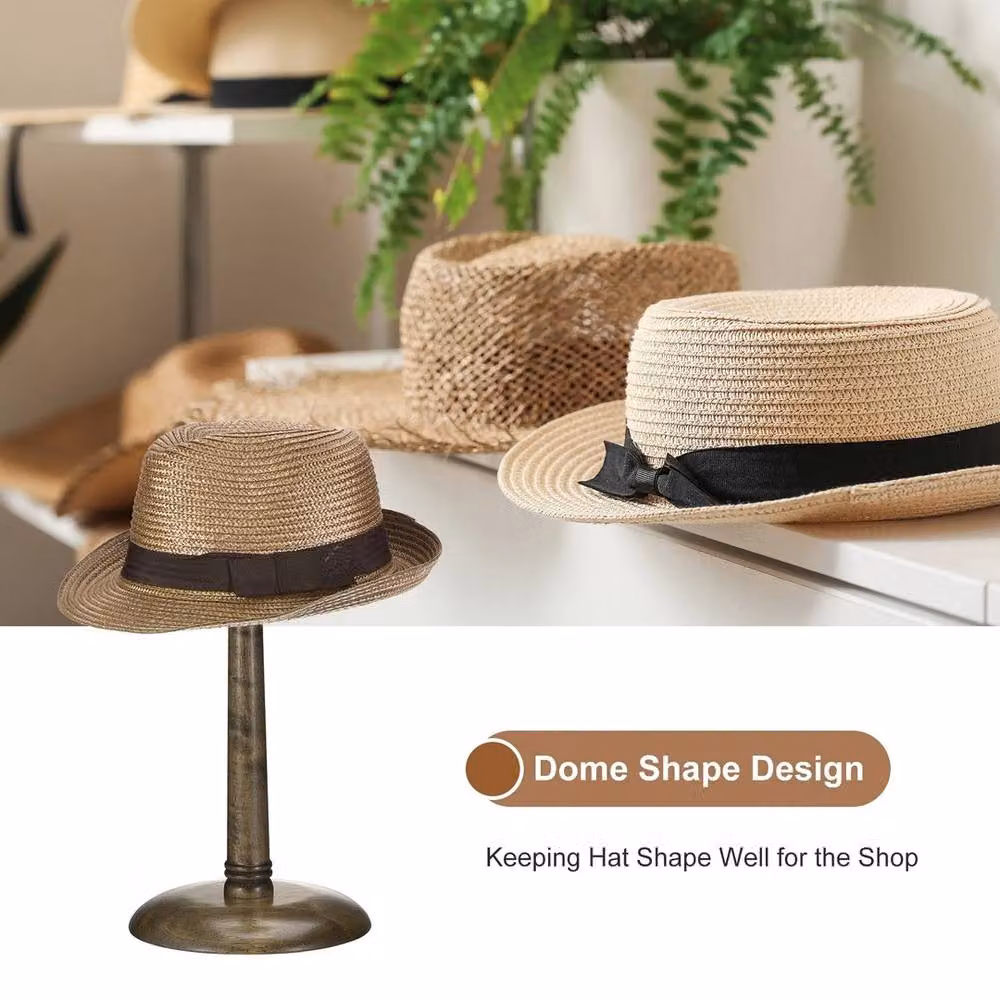 VOGREX 13 Inch Tabletop Hat and Wig Display Stand in Brown – 3