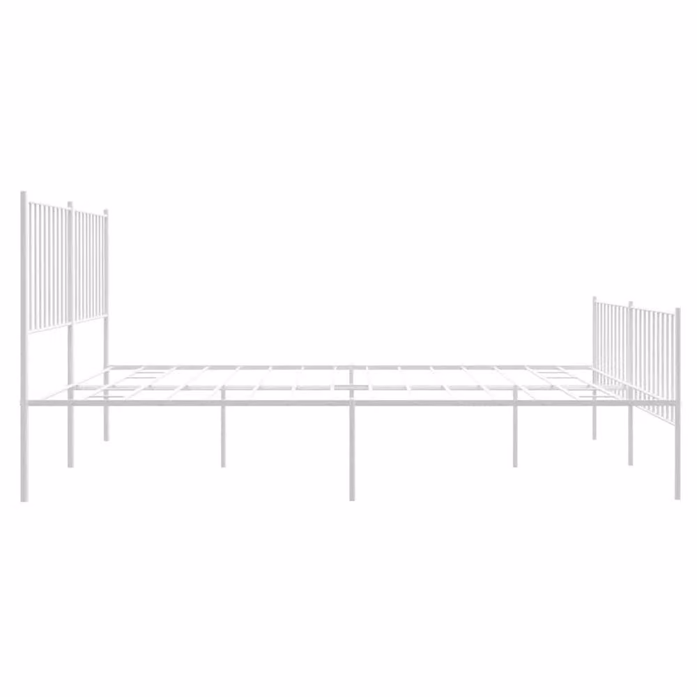 Berkfield Home Metal Bed Frame with Headboard and Footboard in White 160 x 200 cm