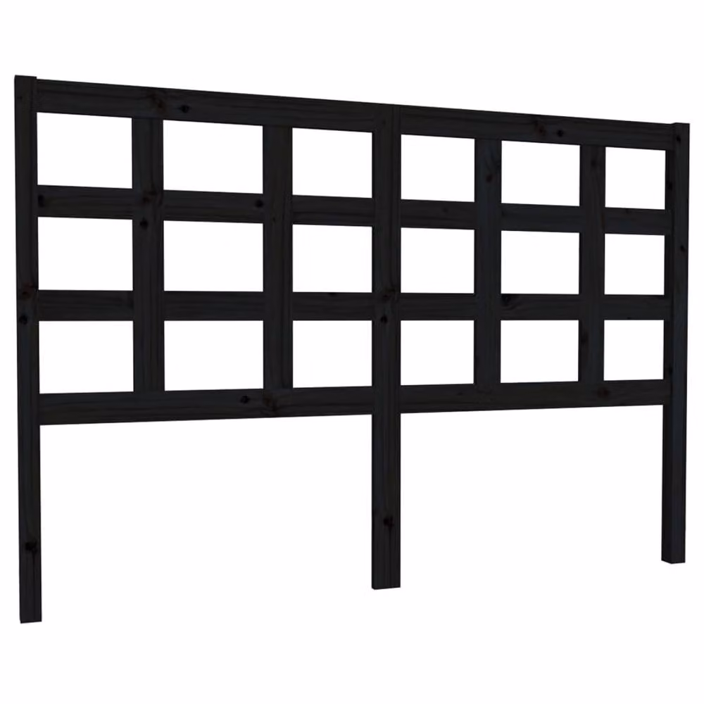 Berkfield Home Beautiful Bed Headboard in Black Solid Pine Wood, W: 145.5 cm, D: 4 cm, H: 100 cm – 3