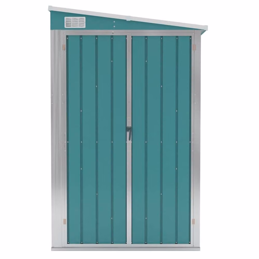 Berkfield Home Green Wall-mounted Lean-to Garden Shed with Pent Roof and Double Doors, W/D/H: 118 x 288 x 178 cm – 3