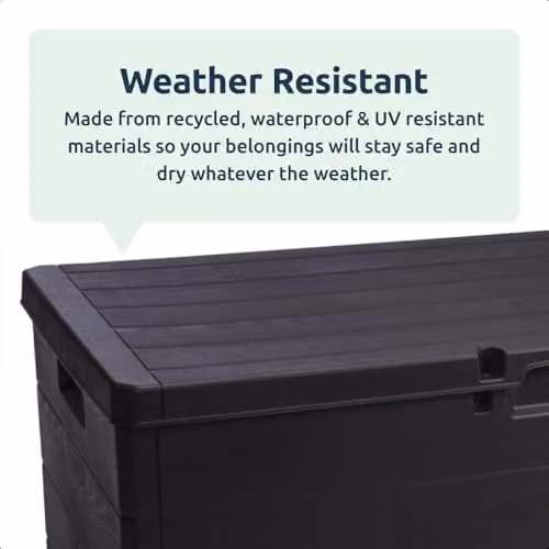 idooka Plastic Garden Storage Box in Grey with Faux Wood Panelling Design – 2