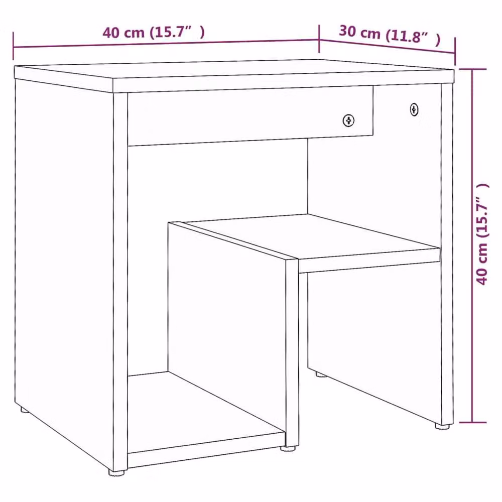 Berkfield Home Bedside Cabinets, 2 Piece Set in Brown Oak, W/D/H: 40 x 30 x 40 cm – 6