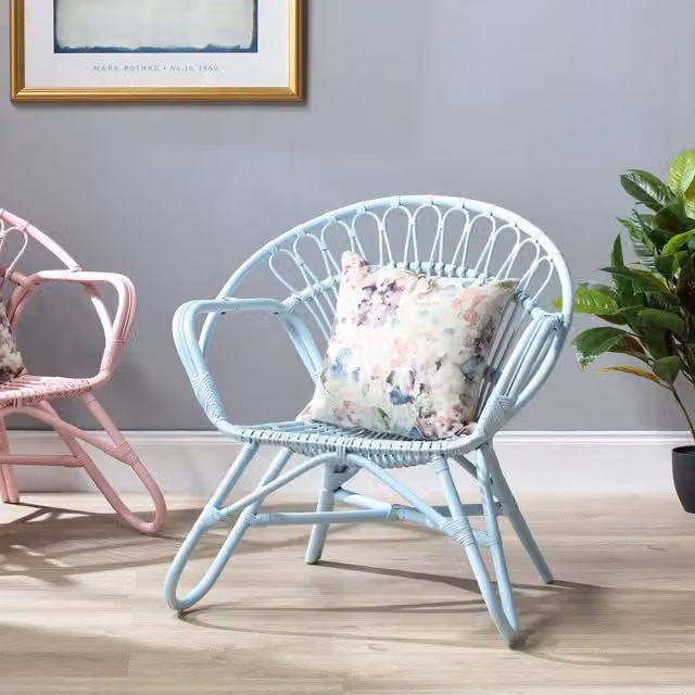 Desser Scandinavian Rattan Armchair in Blue