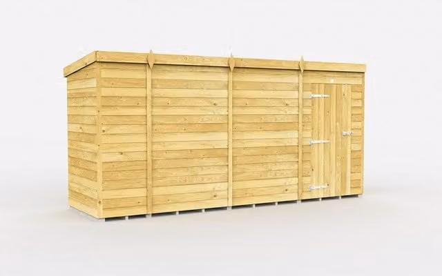 Buttercup Farm Brown Wooden Pent Shed with Single Door, L118 x W387 x H201 cm – 1