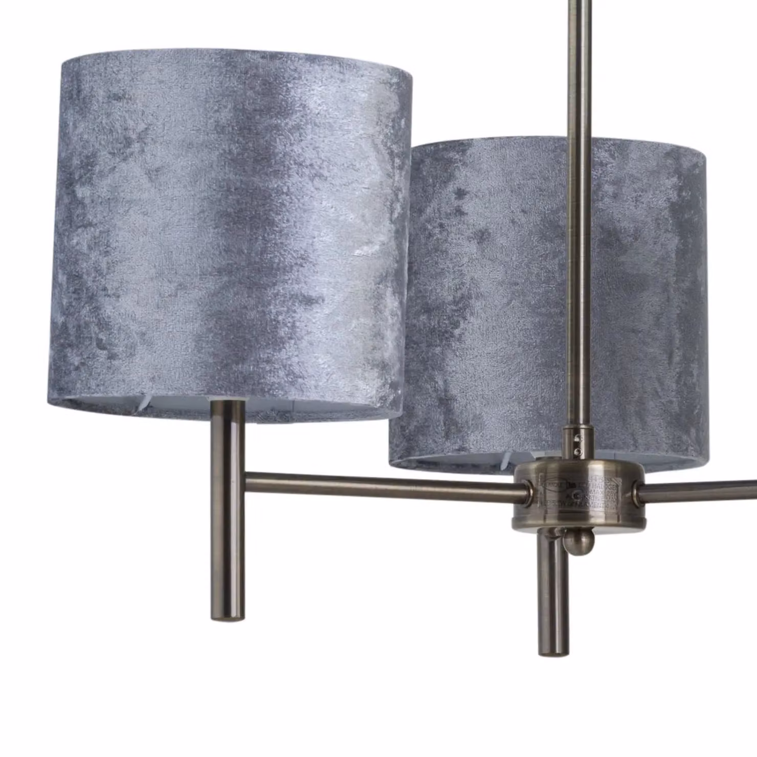 First Choice Lighting Brea Set of 2 Antique Brass Ceiling Light Fittings with Grey Fabric Shades – 2