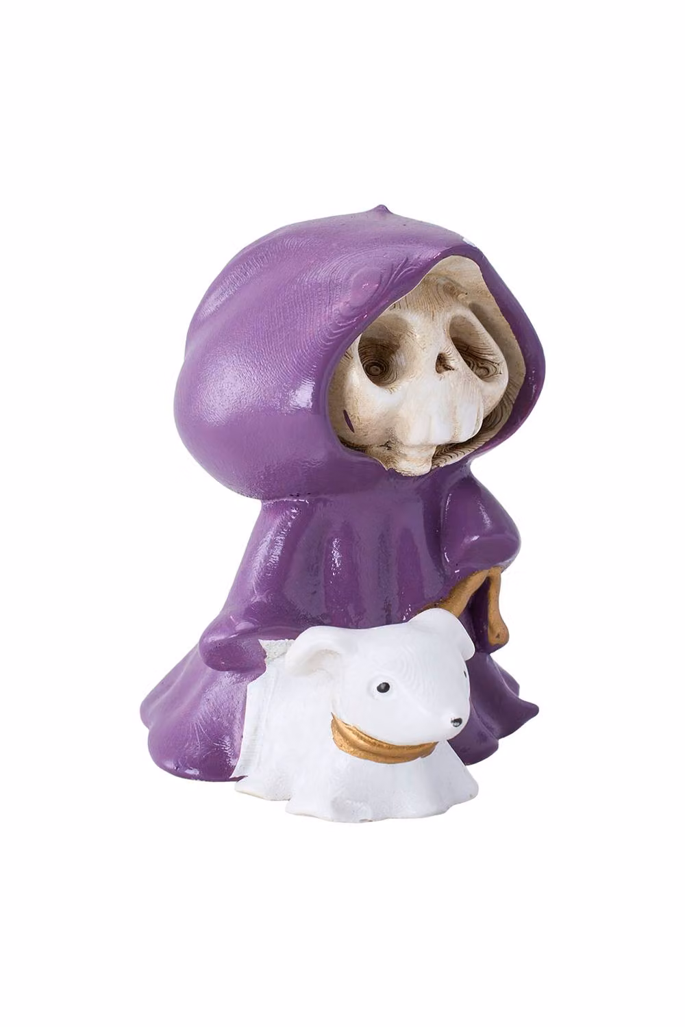 Living and Home Halloween Skull Grim Reaper Walking Dog Tabletop Figurine in Purple, Gold and White – 2