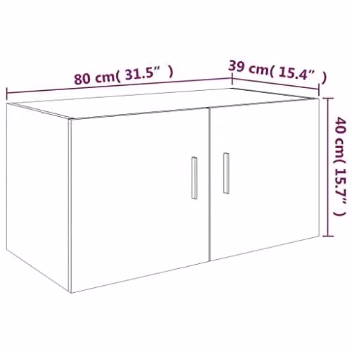 vidaXL Wall Mounted Cabinet in Brown Oak with Hinged Doors, W/D/H: 80 x 39 x 40 cm – 3