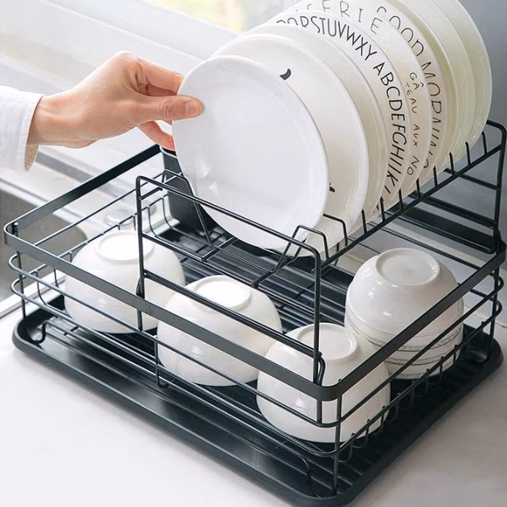 Kelvenix Double-layer Draining Bowl Rack in Black – 4
