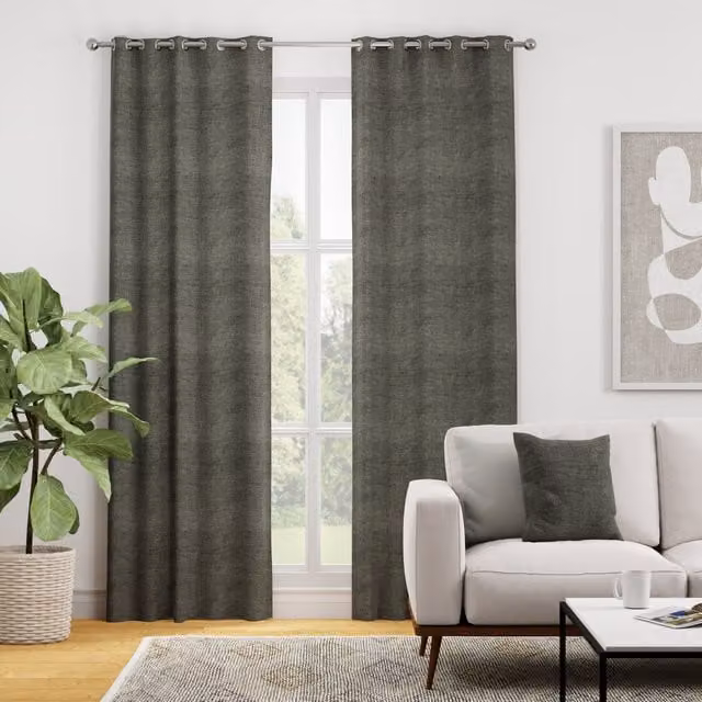 Luxuria Made to Measure Terrys Blackout Eyelet Curtain Panel in Grey and Silver Polyester