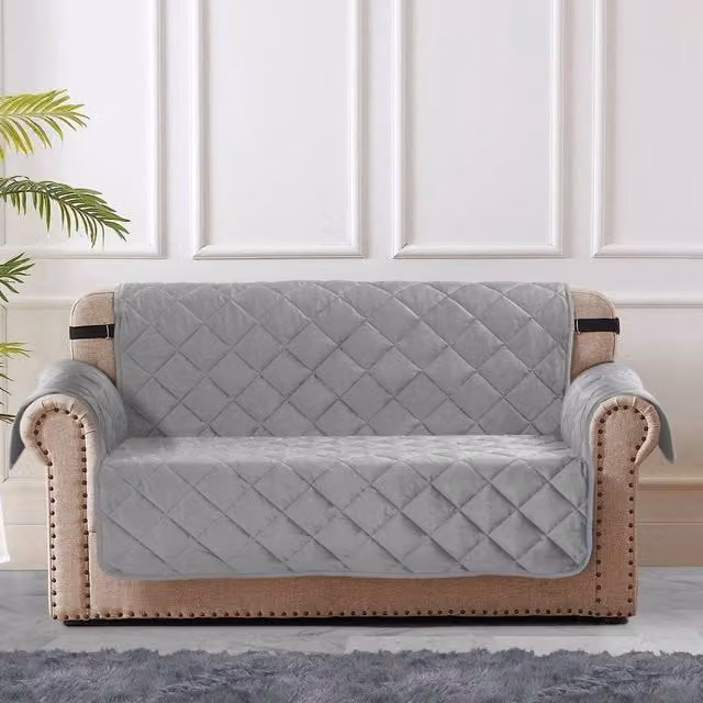 Velosso Matte Velvet Luna 3 Seater Sofa Protector in Silver Grey, Water Repellent and Stain Resistant