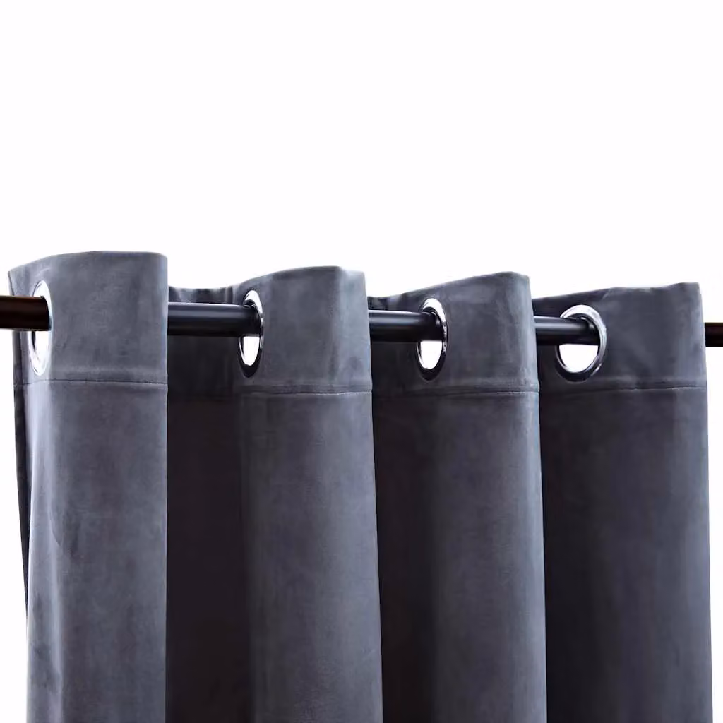 Berkfield Home Blackout Velvet Curtains with Eyelets, Anthracite, 2 Pack, W: 140 cm, H: 245 cm – 3