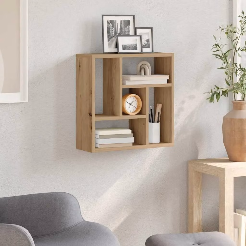 Berkfield Home Artisan Oak Wall Shelf in Brown, W/D/H: 45 x 16 x 45 cm – 2