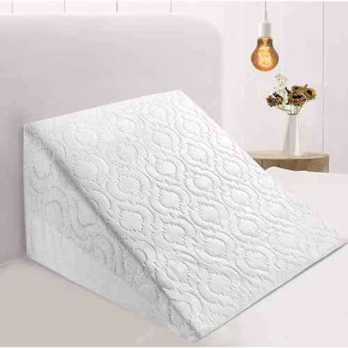 MantraRaj Memory Foam Bed Wedge Pillow with Removable Washable White Cover for Back Support, Acid Reflux, and Orthopaedic Relief – 1